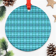 Cute Flowers Vines Pattern Pastel Turquoise Ornament (round) by BrightVibesDesign