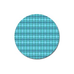 Cute Flowers Vines Pattern Pastel Turquoise Magnet 3  (round) by BrightVibesDesign