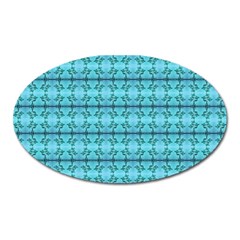 Cute Flowers Vines Pattern Pastel Turquoise Oval Magnet by BrightVibesDesign