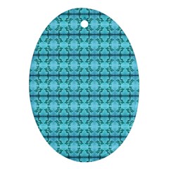 Cute Flowers Vines Pattern Pastel Turquoise Oval Ornament (two Sides) by BrightVibesDesign