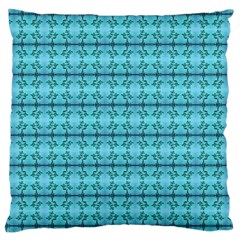 Cute Flowers Vines Pattern Pastel Turquoise Large Cushion Case (two Sides) by BrightVibesDesign