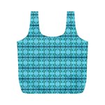 Cute Flowers Vines Pattern Pastel Turquoise Full Print Recycle Bag (M) Front