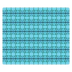 Cute Flowers Vines Pattern Pastel Turquoise Double Sided Flano Blanket (small)  by BrightVibesDesign