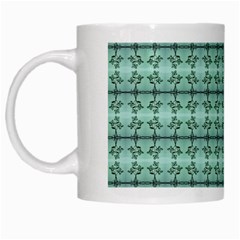 Cute Flowers Vines Pattern Pastel Green White Mugs by BrightVibesDesign