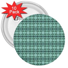 Cute Flowers Vines Pattern Pastel Green 3  Buttons (10 Pack)  by BrightVibesDesign