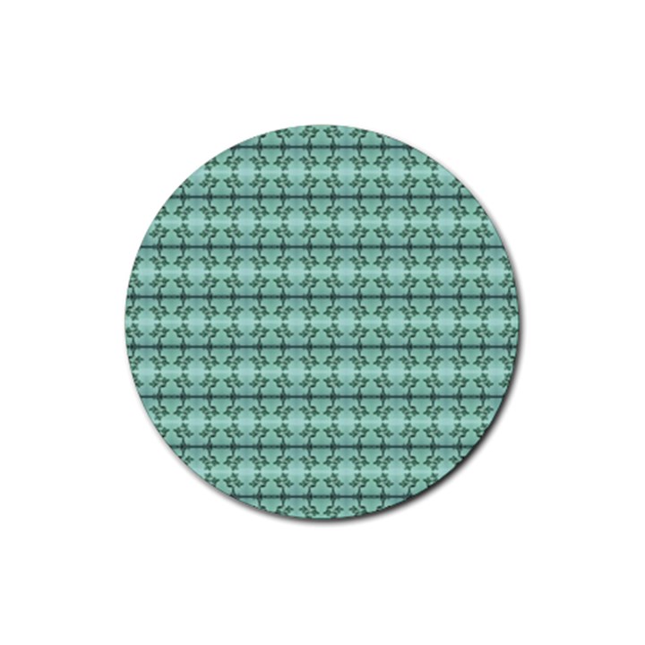 Cute Flowers Vines Pattern Pastel Green Rubber Coaster (Round) 