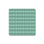 Cute Flowers Vines Pattern Pastel Green Square Magnet Front