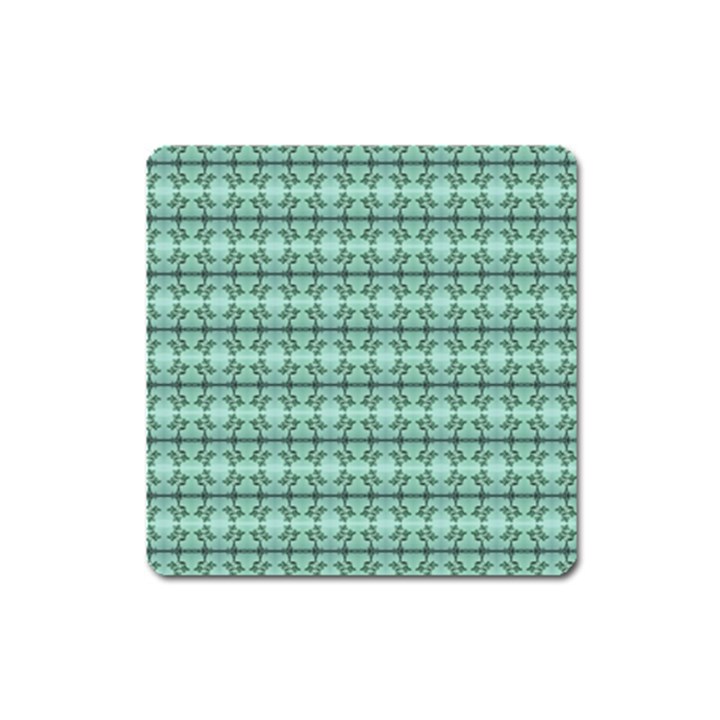 Cute Flowers Vines Pattern Pastel Green Square Magnet