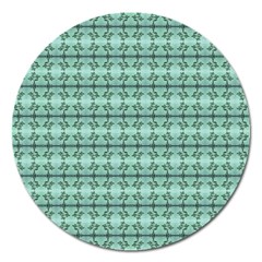 Cute Flowers Vines Pattern Pastel Green Magnet 5  (round) by BrightVibesDesign