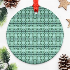 Cute Flowers Vines Pattern Pastel Green Round Ornament (two Sides) by BrightVibesDesign