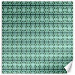 Cute Flowers Vines Pattern Pastel Green Canvas 16  X 16  by BrightVibesDesign