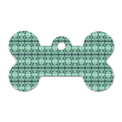 Cute Flowers Vines Pattern Pastel Green Dog Tag Bone (two Sides) by BrightVibesDesign