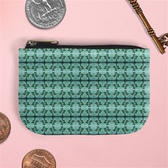 Cute Flowers Vines Pattern Pastel Green Mini Coin Purse by BrightVibesDesign