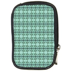 Cute Flowers Vines Pattern Pastel Green Compact Camera Leather Case by BrightVibesDesign