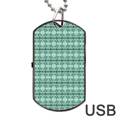 Cute Flowers Vines Pattern Pastel Green Dog Tag Usb Flash (two Sides) by BrightVibesDesign