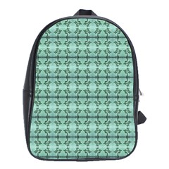 Cute Flowers Vines Pattern Pastel Green School Bag (xl) by BrightVibesDesign