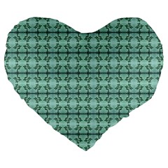 Cute Flowers Vines Pattern Pastel Green Large 19  Premium Heart Shape Cushions by BrightVibesDesign