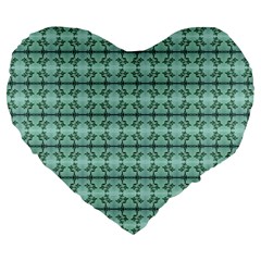 Cute Flowers Vines Pattern Pastel Green Large 19  Premium Flano Heart Shape Cushions by BrightVibesDesign