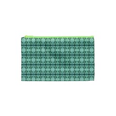 Cute Flowers Vines Pattern Pastel Green Cosmetic Bag (xs) by BrightVibesDesign