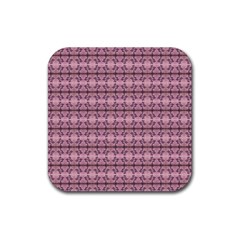 Cute Flowers Vine Pattern Pastel Coral Rubber Coaster (square)  by BrightVibesDesign