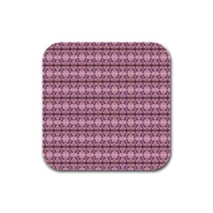 Cute Flowers Vine Pattern Pastel Coral Rubber Square Coaster (4 Pack)  by BrightVibesDesign