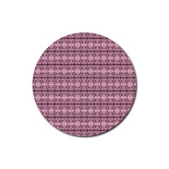 Cute Flowers Vine Pattern Pastel Coral Rubber Coaster (round) 