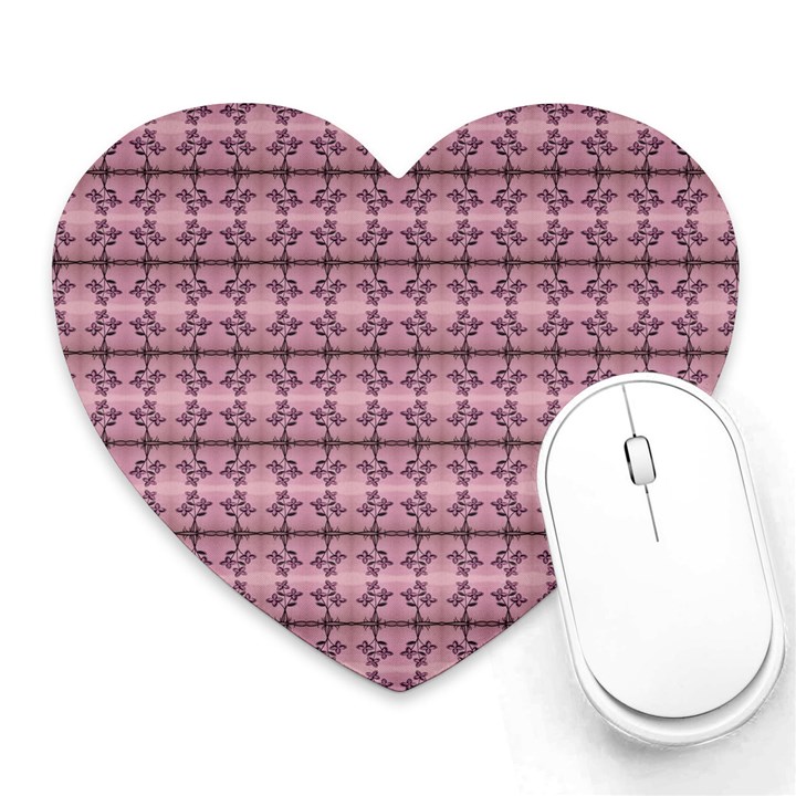 Cute Flowers Vine Pattern Pastel Coral Heart Mousepads