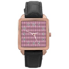 Cute Flowers Vine Pattern Pastel Coral Rose Gold Leather Watch 