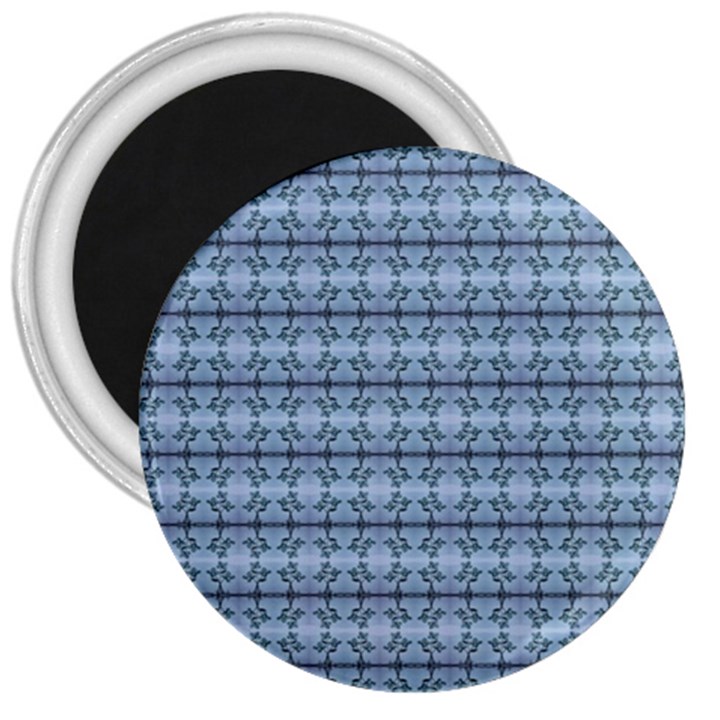 Cute Flowers Pattern Pastel Blue 3  Magnets