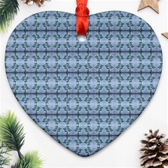 Cute Flowers Pattern Pastel Blue Ornament (heart) by BrightVibesDesign