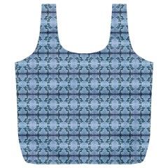 Cute Flowers Pattern Pastel Blue Full Print Recycle Bag (xl) by BrightVibesDesign