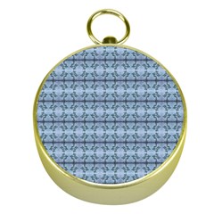 Cute Flowers Pattern Pastel Blue Gold Compasses by BrightVibesDesign