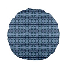 Cute Flowers Pattern Pastel Blue Standard 15  Premium Flano Round Cushions by BrightVibesDesign