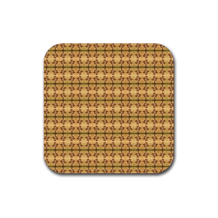 Cute Flowers Pattern Yellow Rubber Coaster (Square) 