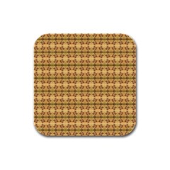 Cute Flowers Pattern Yellow Rubber Square Coaster (4 Pack)  by BrightVibesDesign