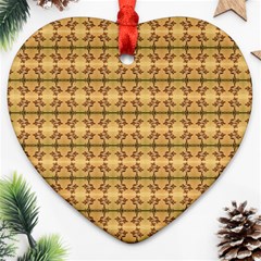 Cute Flowers Pattern Yellow Heart Ornament (two Sides) by BrightVibesDesign