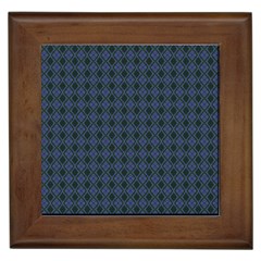 Argyle Dark Purple Black Pattern Framed Tiles by BrightVibesDesign