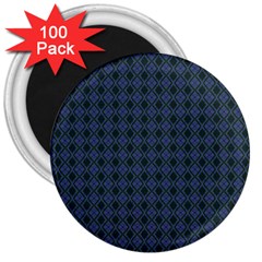 Argyle Dark Purple Black Pattern 3  Magnets (100 Pack) by BrightVibesDesign