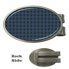 Argyle Dark Purple Black Pattern Money Clips (oval)  by BrightVibesDesign