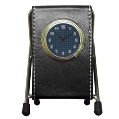 Argyle Dark Purple Black Pattern Pen Holder Desk Clock by BrightVibesDesign