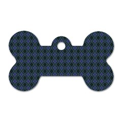 Argyle Dark Purple Black Pattern Dog Tag Bone (two Sides) by BrightVibesDesign