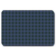 Argyle Dark Purple Black Pattern Large Doormat  by BrightVibesDesign