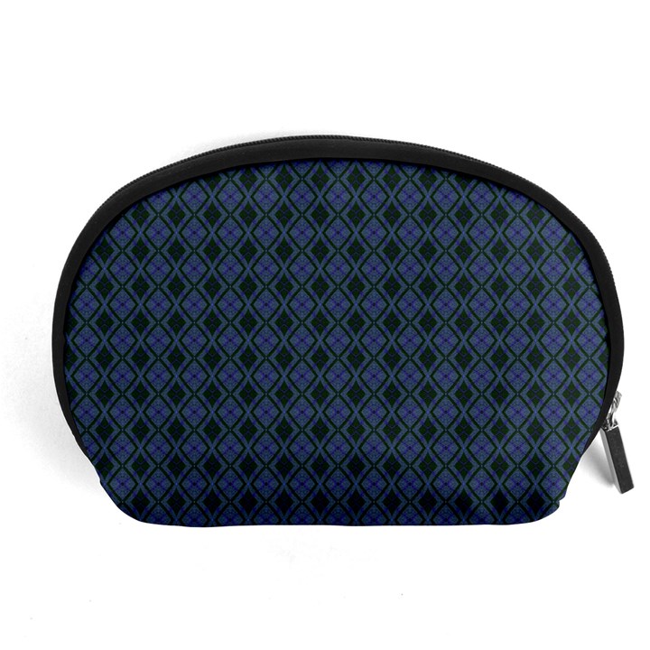 Argyle Dark Purple Black Pattern Accessory Pouch (Large)