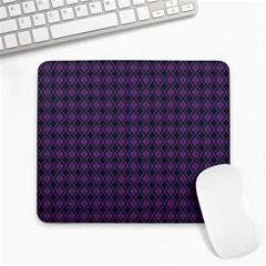 Argyle Dark Pink Black Pattern Large Mousepads by BrightVibesDesign