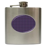 Argyle Dark Pink Black Pattern Hip Flask (6 oz) Front