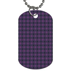 Argyle Dark Pink Black Pattern Dog Tag (two Sides) by BrightVibesDesign