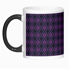 Argyle Dark Pink Black Pattern Morph Mugs by BrightVibesDesign