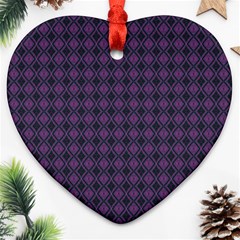 Argyle Dark Pink Black Pattern Heart Ornament (two Sides) by BrightVibesDesign