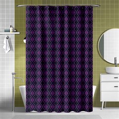 Argyle Dark Pink Black Pattern Shower Curtain 48  X 72  (small)  by BrightVibesDesign