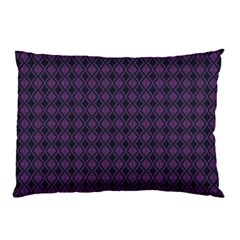 Argyle Dark Pink Black Pattern Pillow Case (two Sides) by BrightVibesDesign